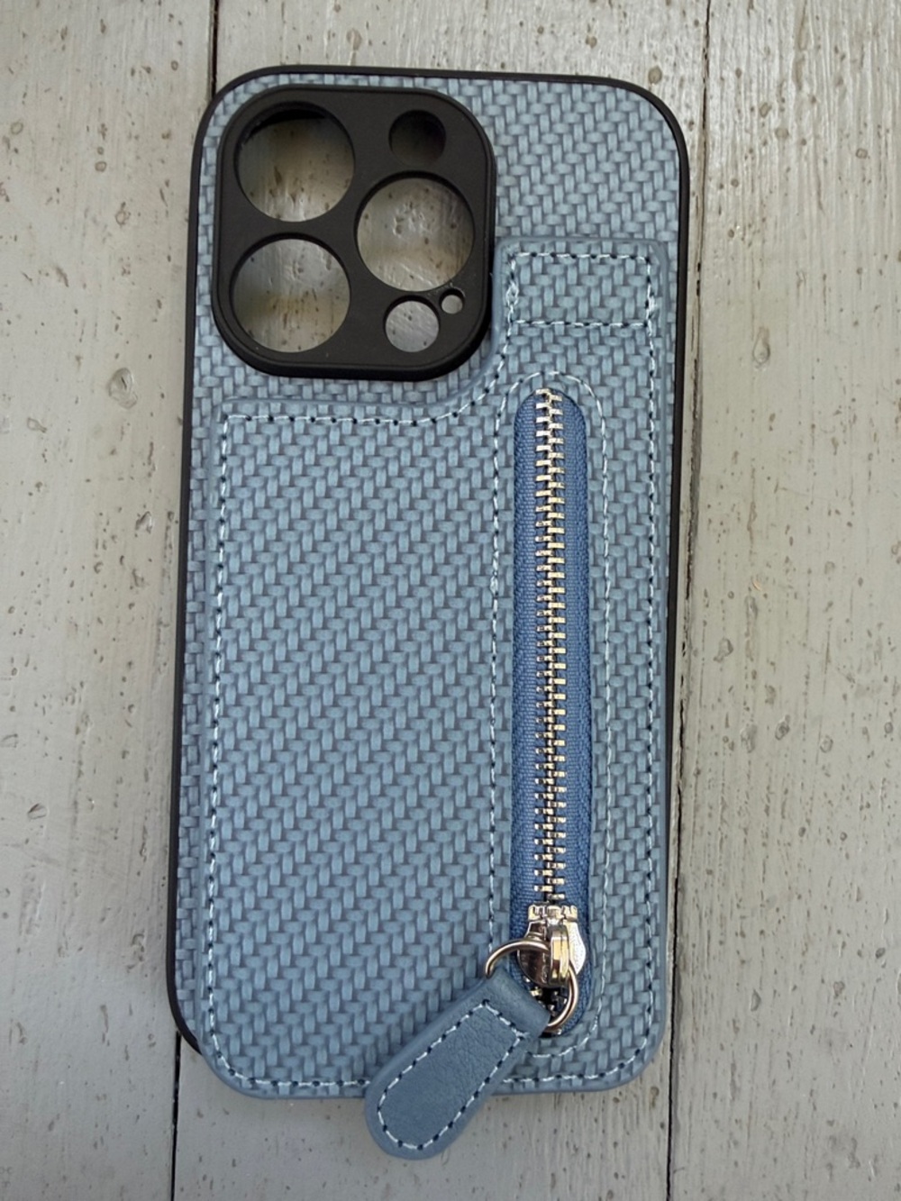 Blue Phone Case Wallet Zipper Cards Leather for iPhone 14 Pro
